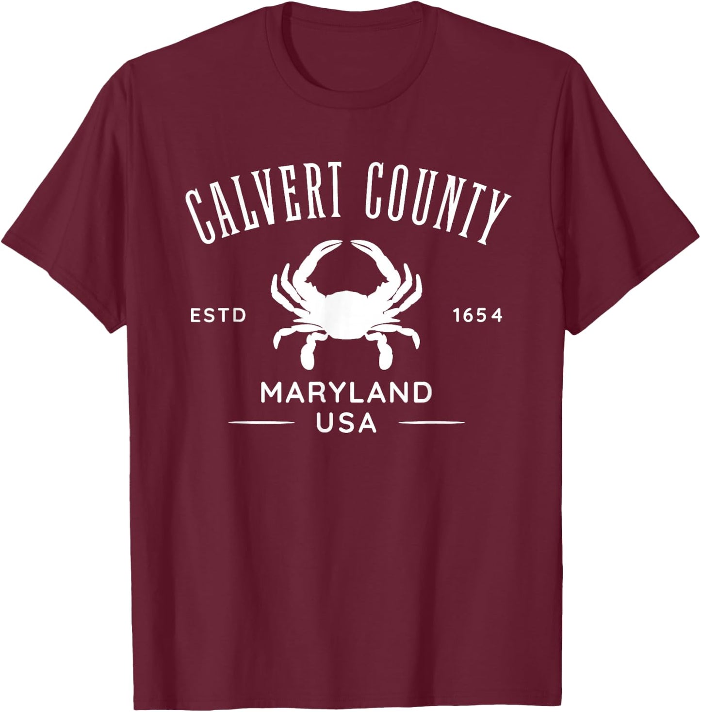 Calvert County Maryland USA Crab Design T-Shirt - T-Shirt | Maroon