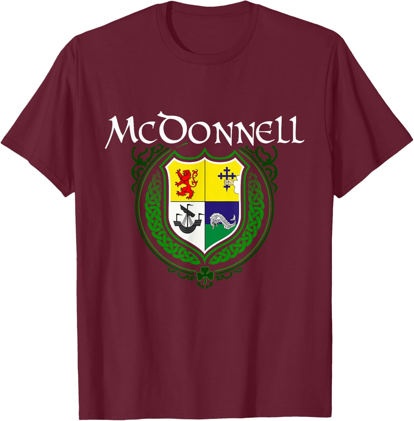McDonnell Surname Irish Clan Tartan Badge Ireland T-Shirt - T-Shirt | Maroon