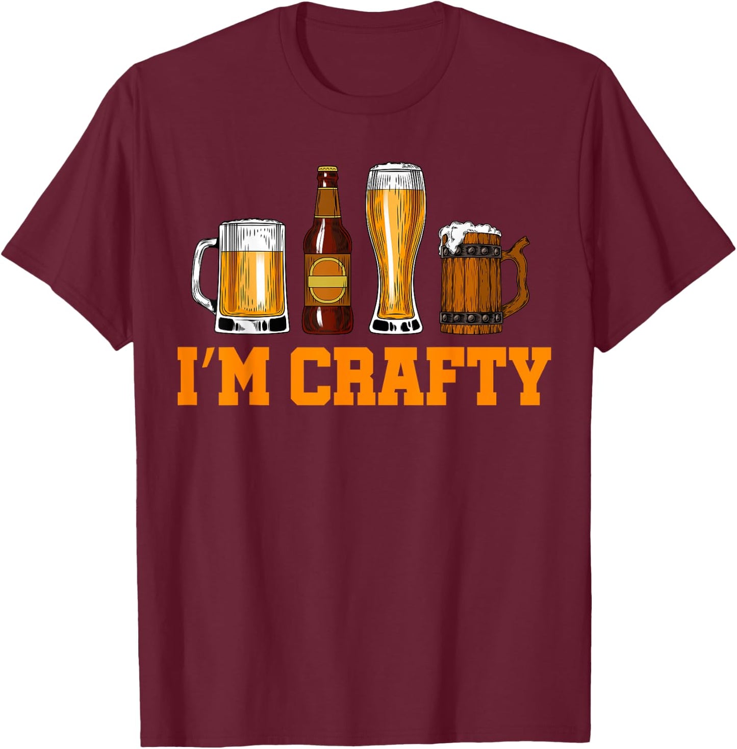 Craft Beer Art I'm Crafty Home Brew Beer Vintage T-Shirt - T-Shirt | Maroon