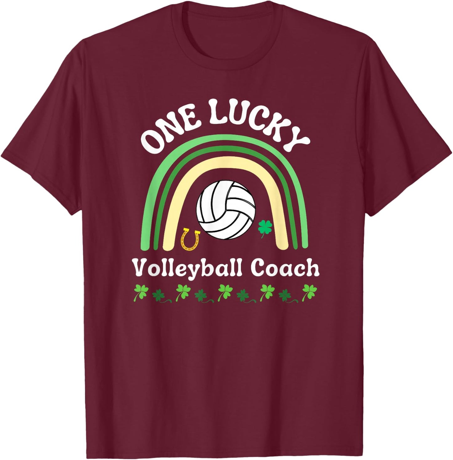 Volleyball Coach Sports St Patrick's Day Irish Shamrock T-Shirt - T-Shirt | Maroon