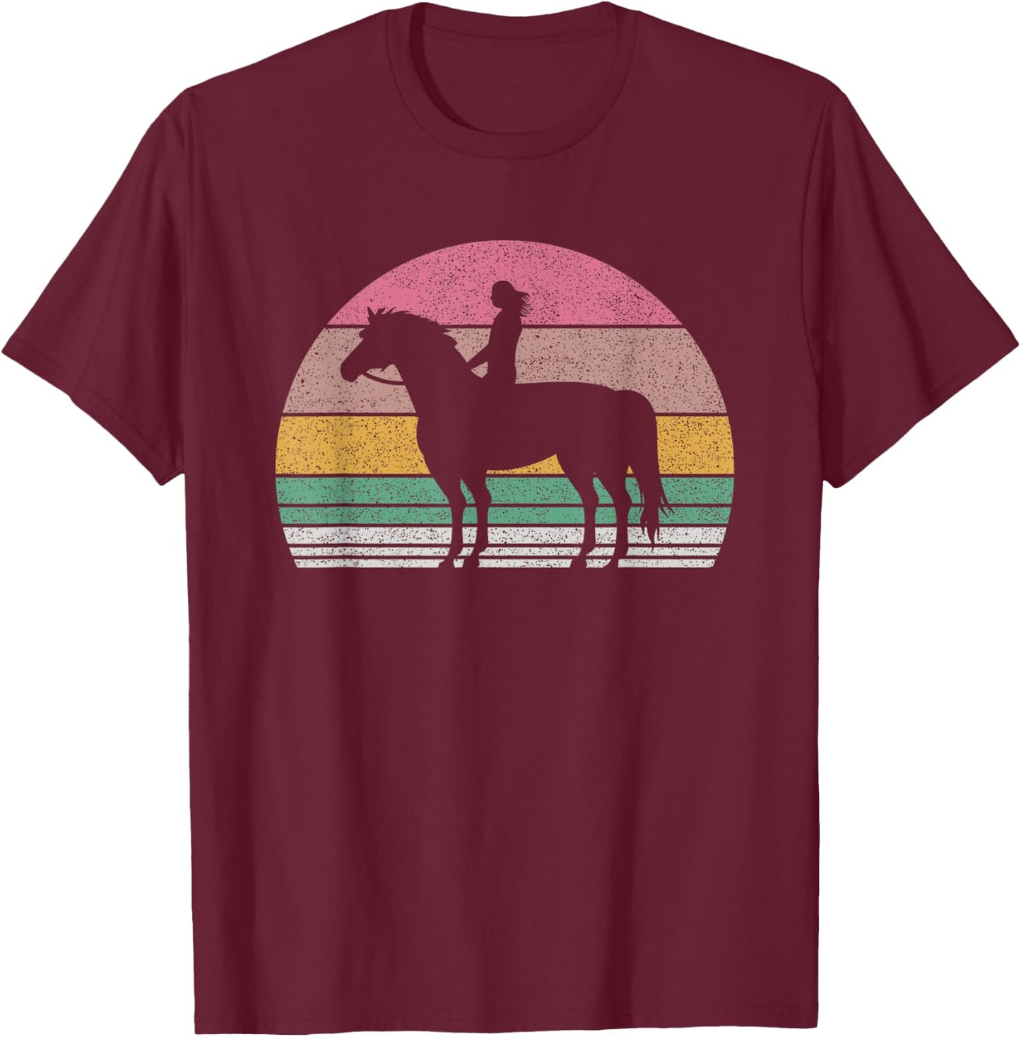 Vintage Retro Girl Horse Riding Cowgirl Texas Ranch Gift T-Shirt - T-Shirt | Maroon