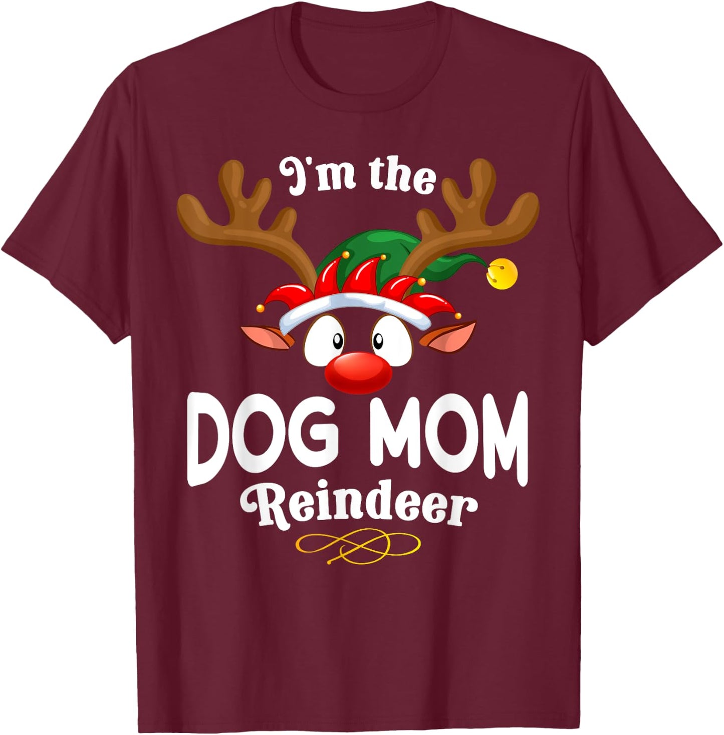 Christmas PJS Dog mom XMas Reindeer Matching Men Women T-Shirt - T-Shirt | Maroon