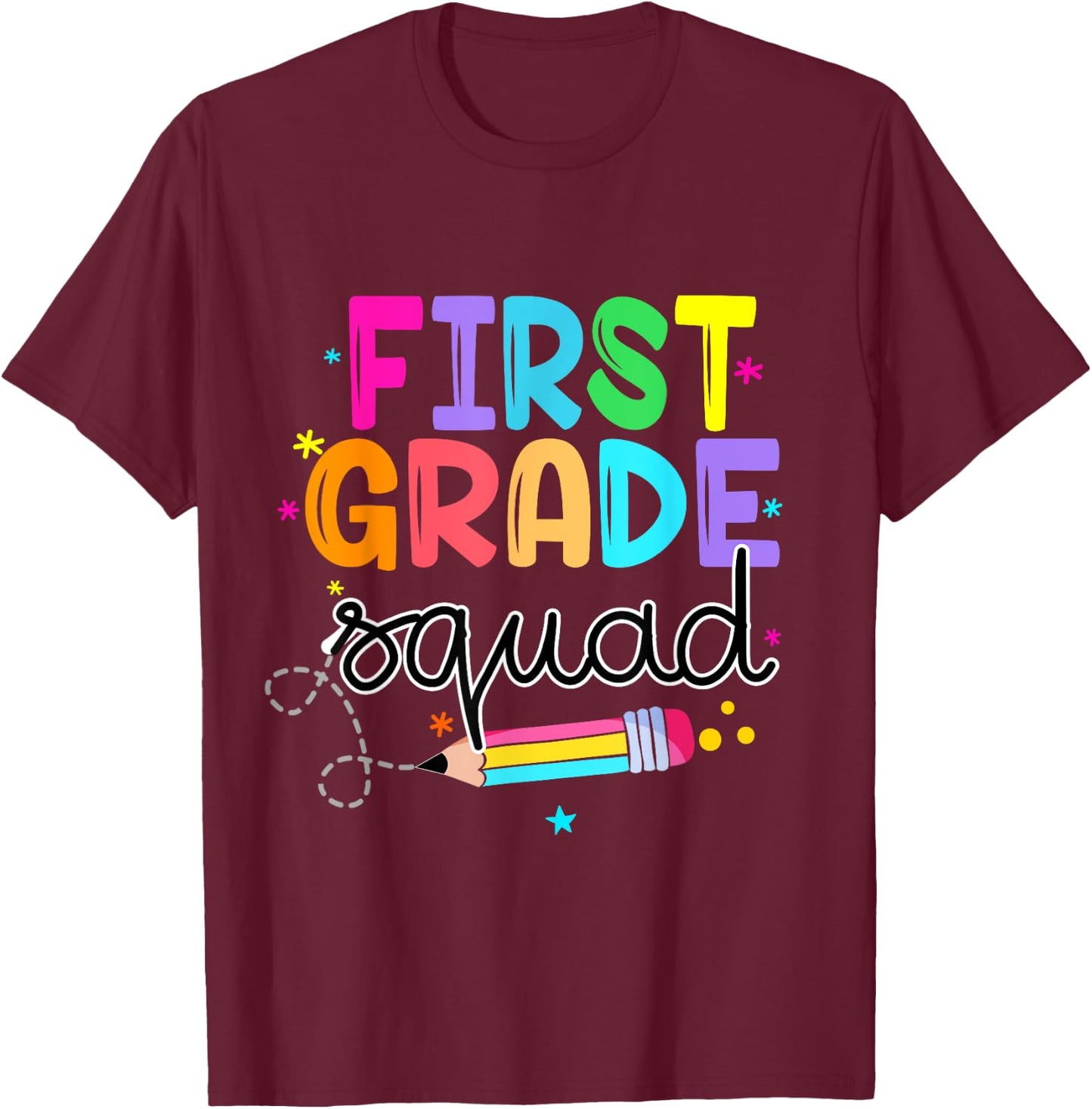 1st First Grade Squad Student Teacher Back To School T-Shirt - T-Shirt | Maroon