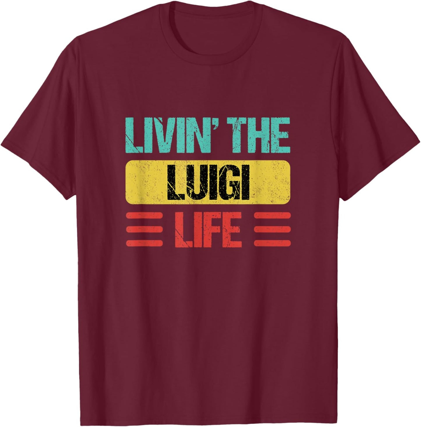 Luigi Name T-Shirt - T-Shirt | Maroon