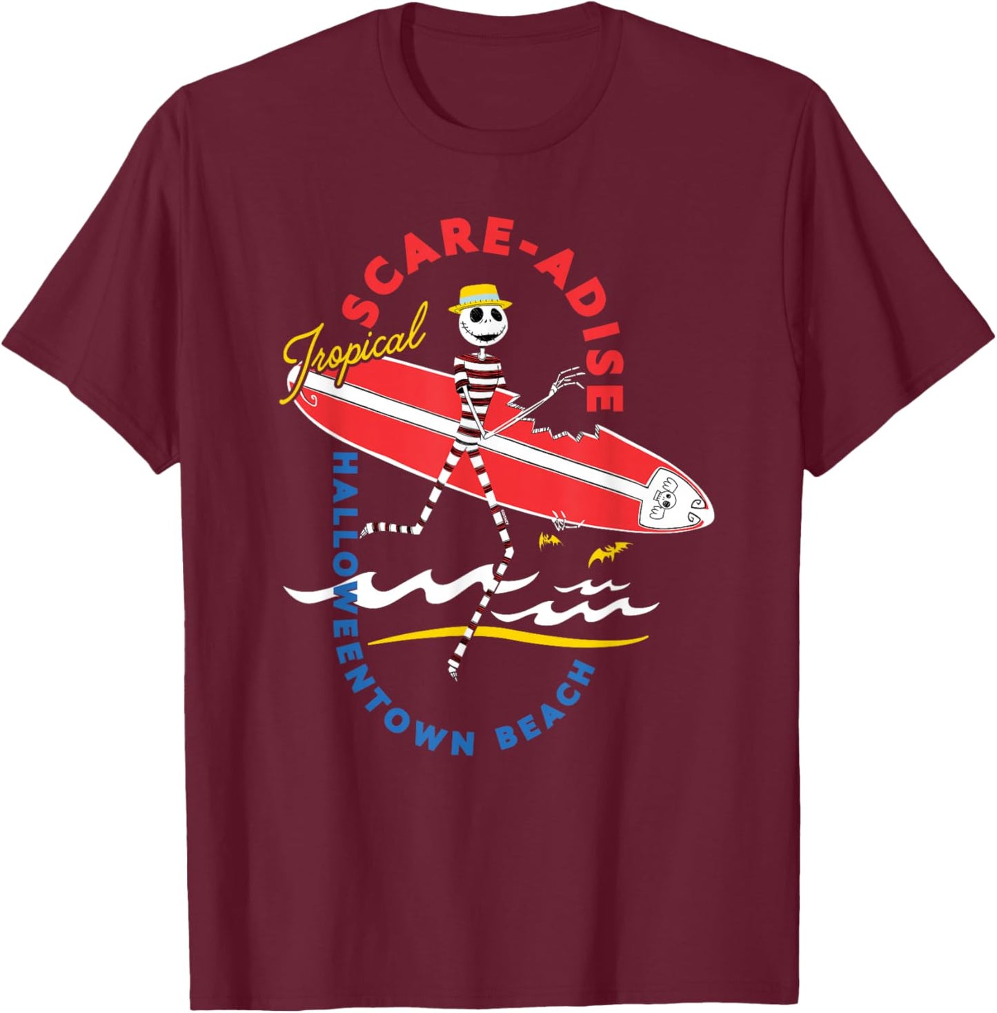 Disney The Nightmare Before Christmas Beach Scare-adise Jack Small T-Shirt - T-Shirt | Maroon
