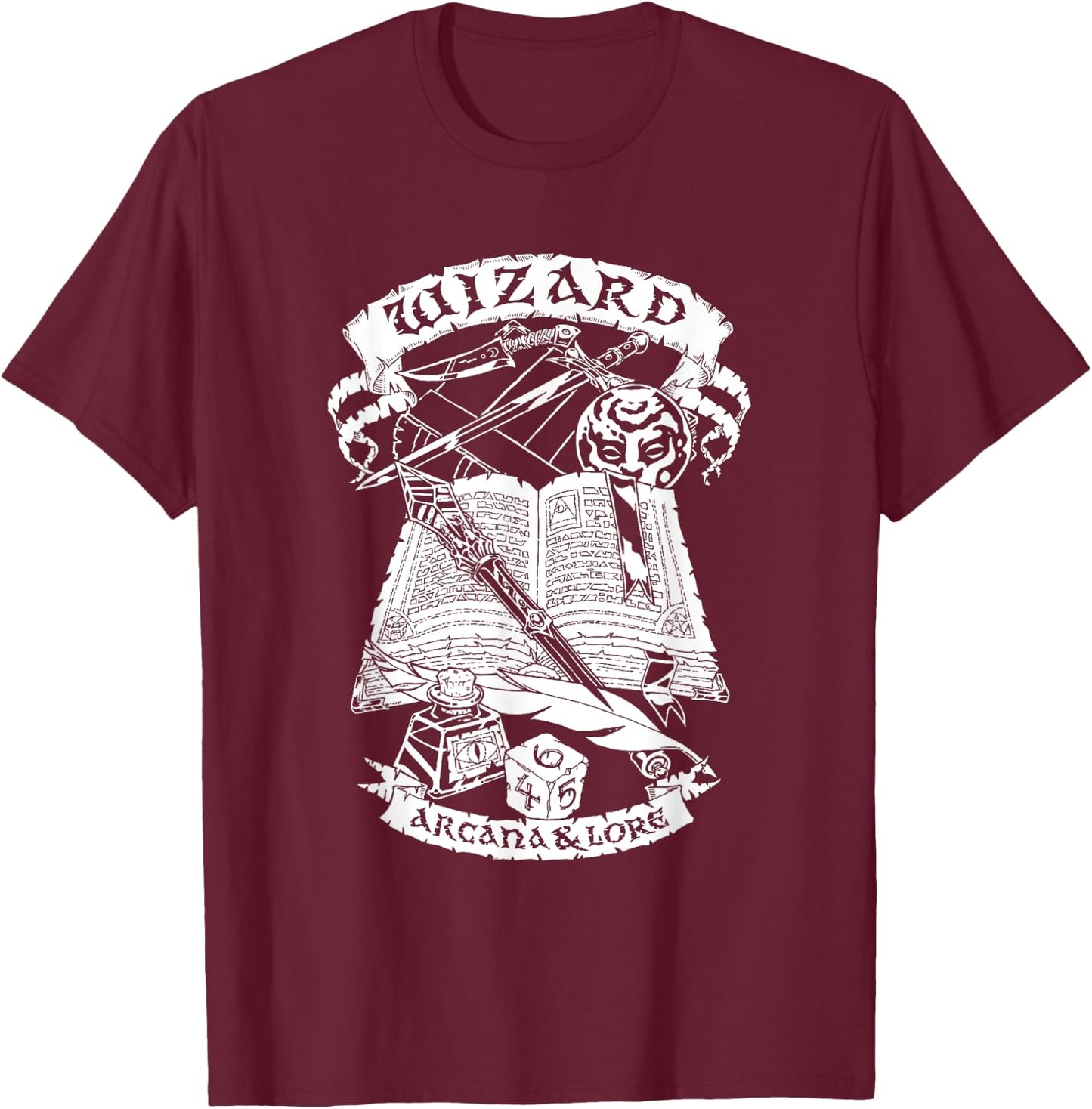 Fantasy Role-Playing Game (RPG) Wizard T-Shirt - T-Shirt | Maroon
