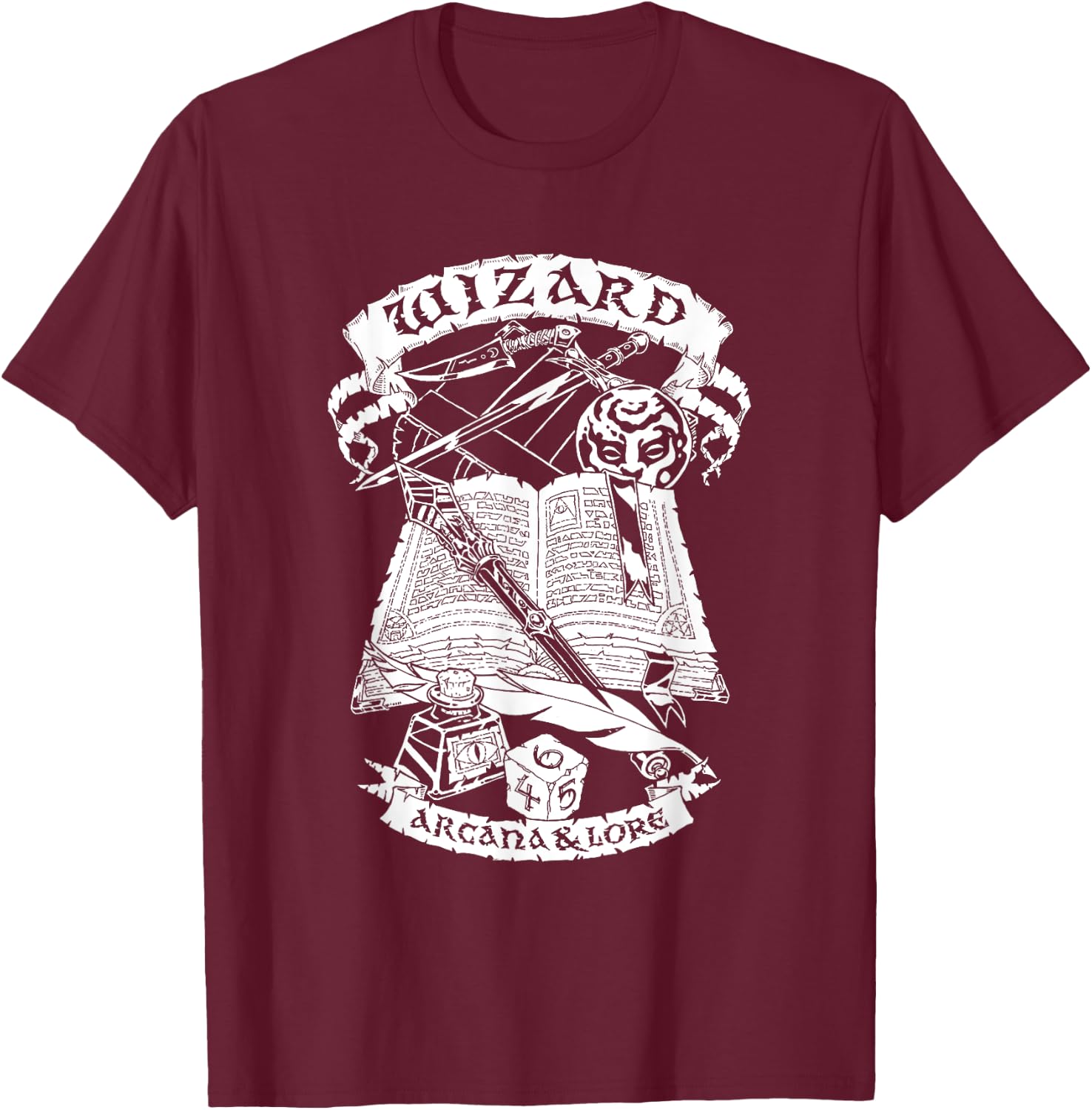 Fantasy Role-Playing Game (RPG) Wizard T-Shirt - T-Shirt | Maroon