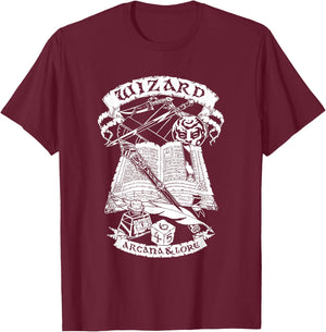 Fantasy Role-Playing Game (RPG) Wizard T-Shirt - T-Shirt | Maroon