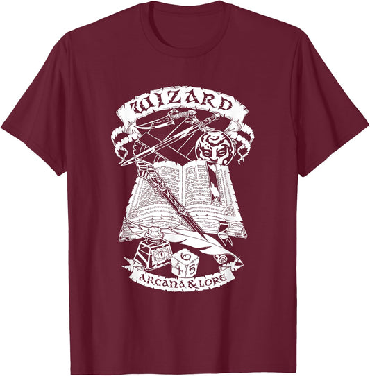 Fantasy Role-Playing Game (RPG) Wizard T-Shirt - T-Shirt | Maroon