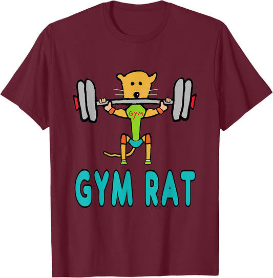 Mark Ewbie Designs Gym Rat - Black, , Short Sleeve, Classic Fit, Cotton Blend, Small T-Shirt - T-Shirt | Maroon