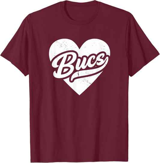 Vintage Buccaneers High School Spirit Go Buccaneers Love T-Shirt - T-Shirt | Maroon