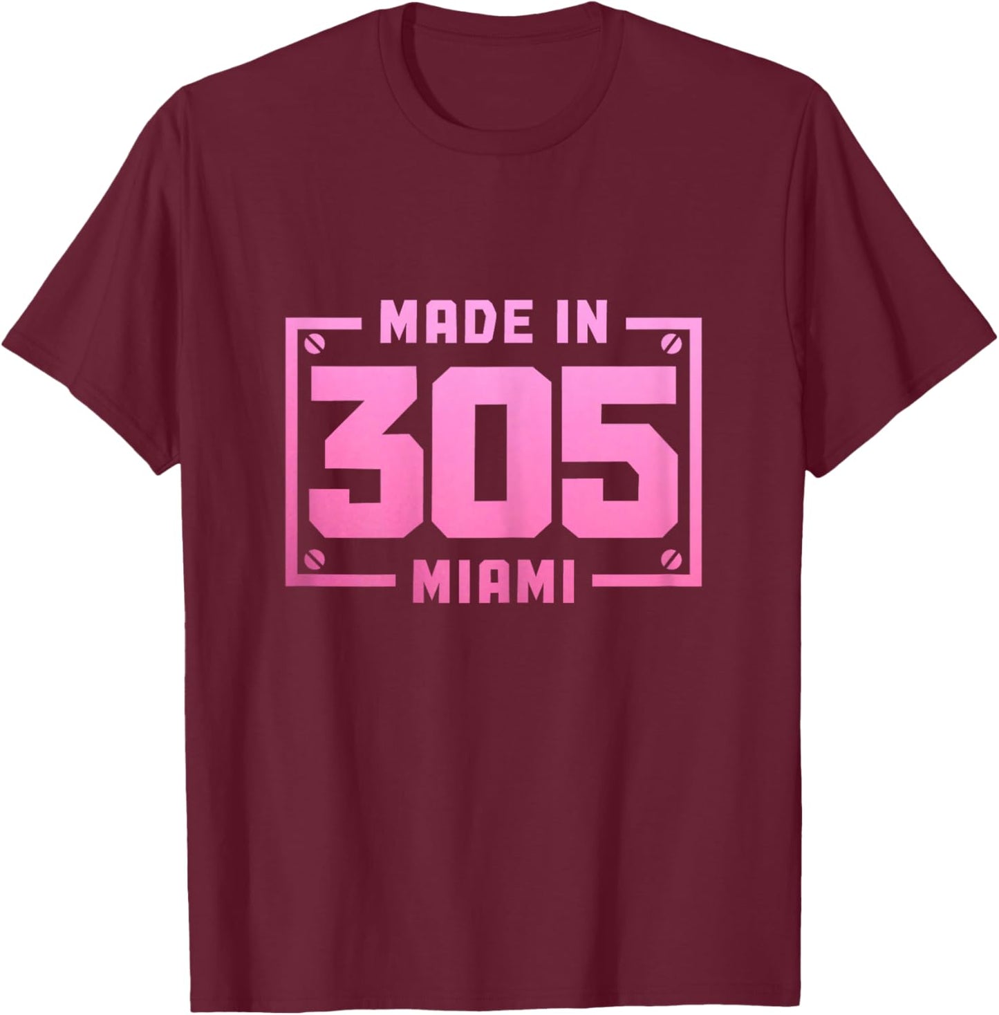 Miami Florida 305 Area Code Vintage FL Pride T-Shirt - T-Shirt | Maroon
