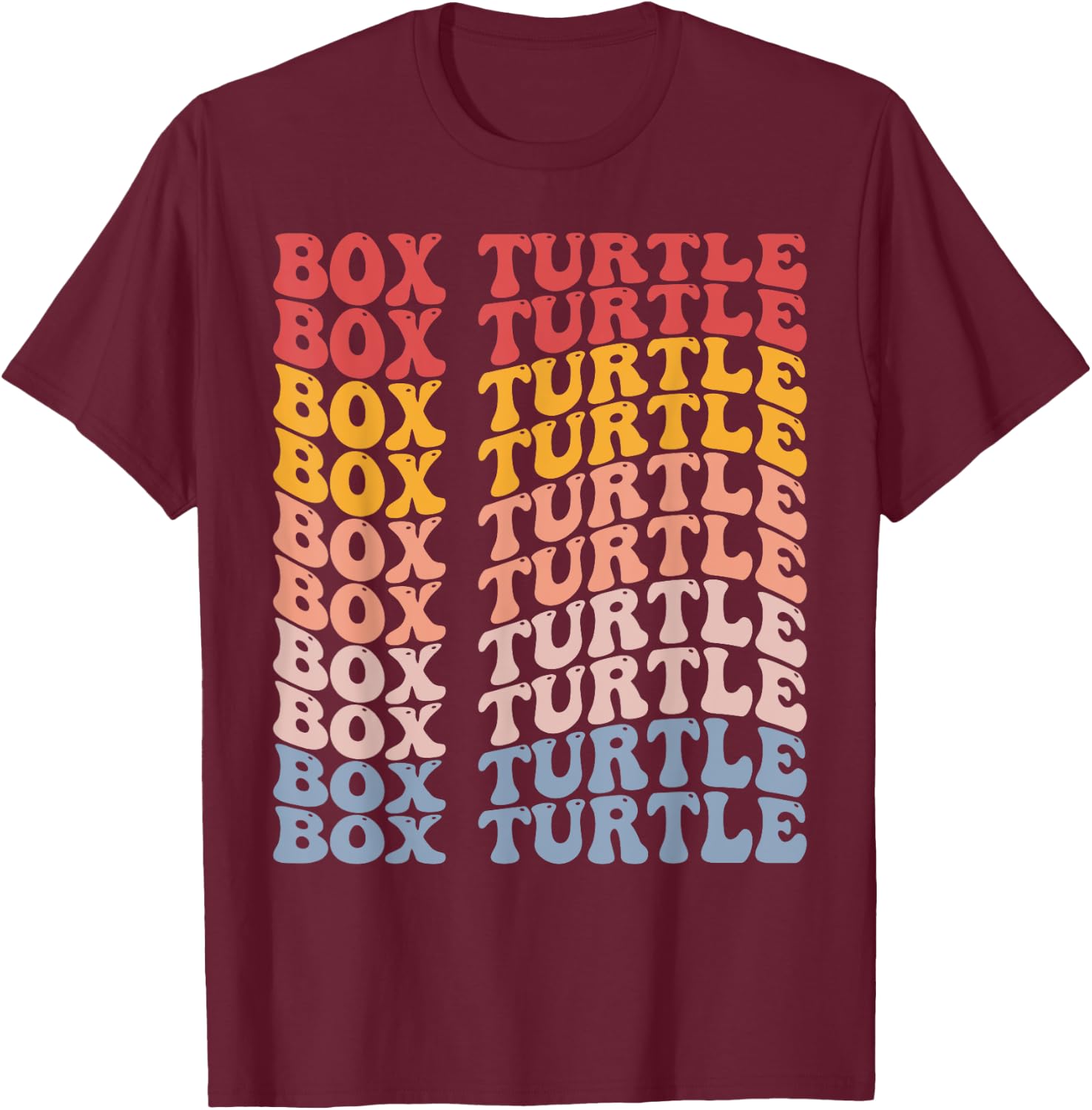Box Turtle Groovy Retro T-Shirt - T-Shirt | Maroon