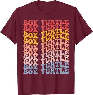 Box Turtle Groovy Retro T-Shirt - T-Shirt | Maroon