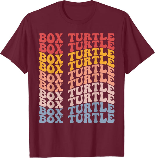 Box Turtle Groovy Retro T-Shirt - T-Shirt | Maroon