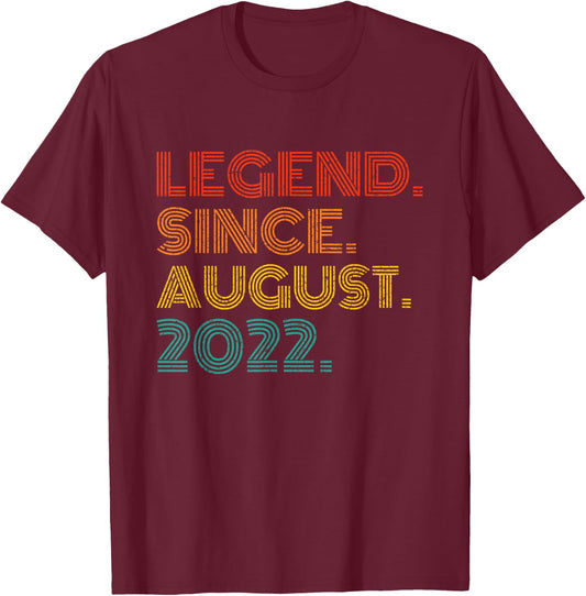 Legend Since August 2022 Born in August 2022 Idea Birthday T-Shirt - T-Shirt | Maroon