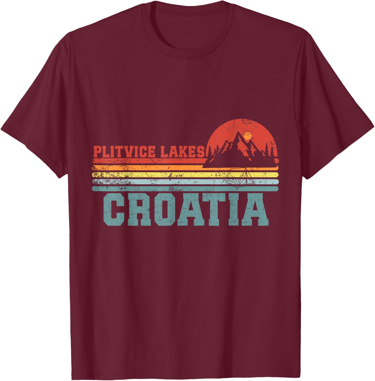 Funny Camping Shirts Plitvice Lakes National Park CROATIA T-Shirt - T-Shirt | Maroon
