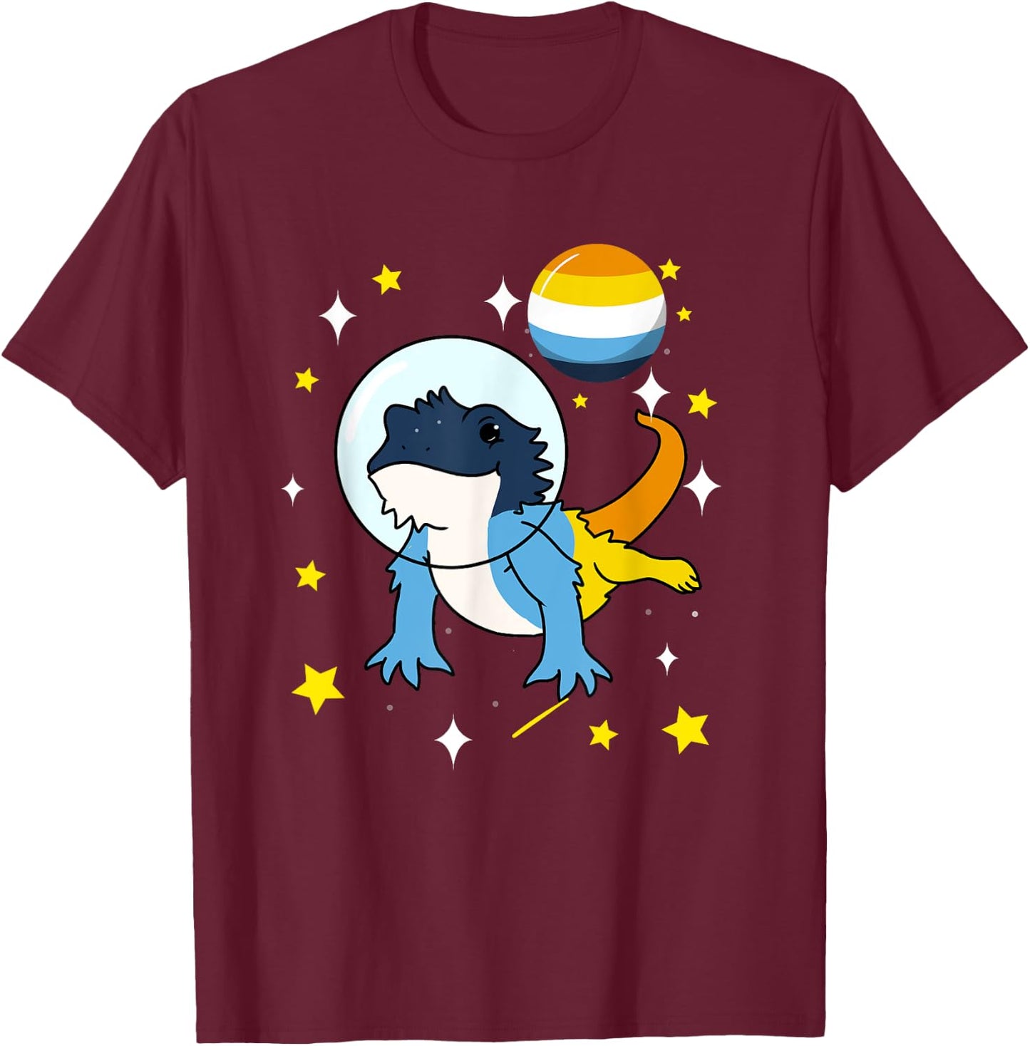 Bearded Dragon In Space Aroace T-Shirt - T-Shirt | Maroon