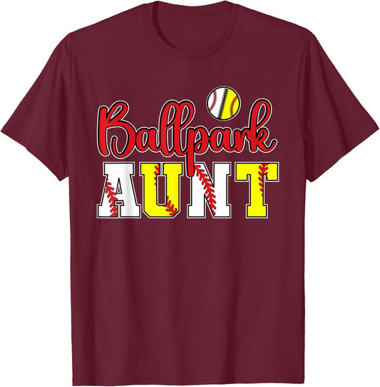 Ballpark Aunt Softball Baseball Aunt T-Shirt - T-Shirt | Maroon