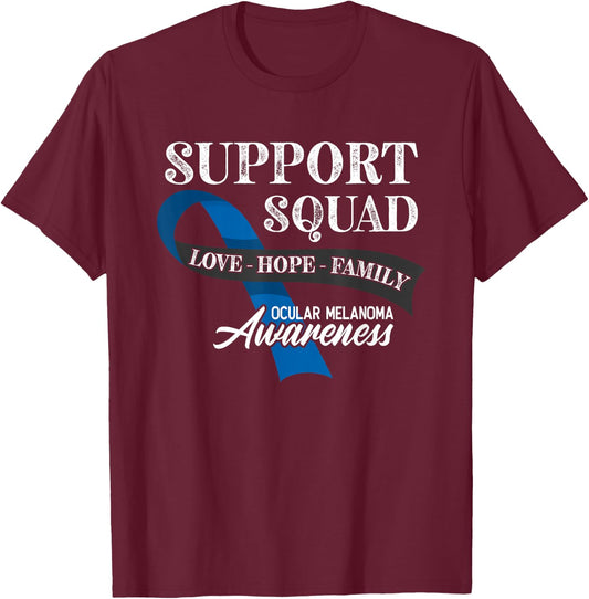 Support Awareness Squad I Eye Cancer & Ocular Melanoma T-Shirt - T-Shirt | Maroon