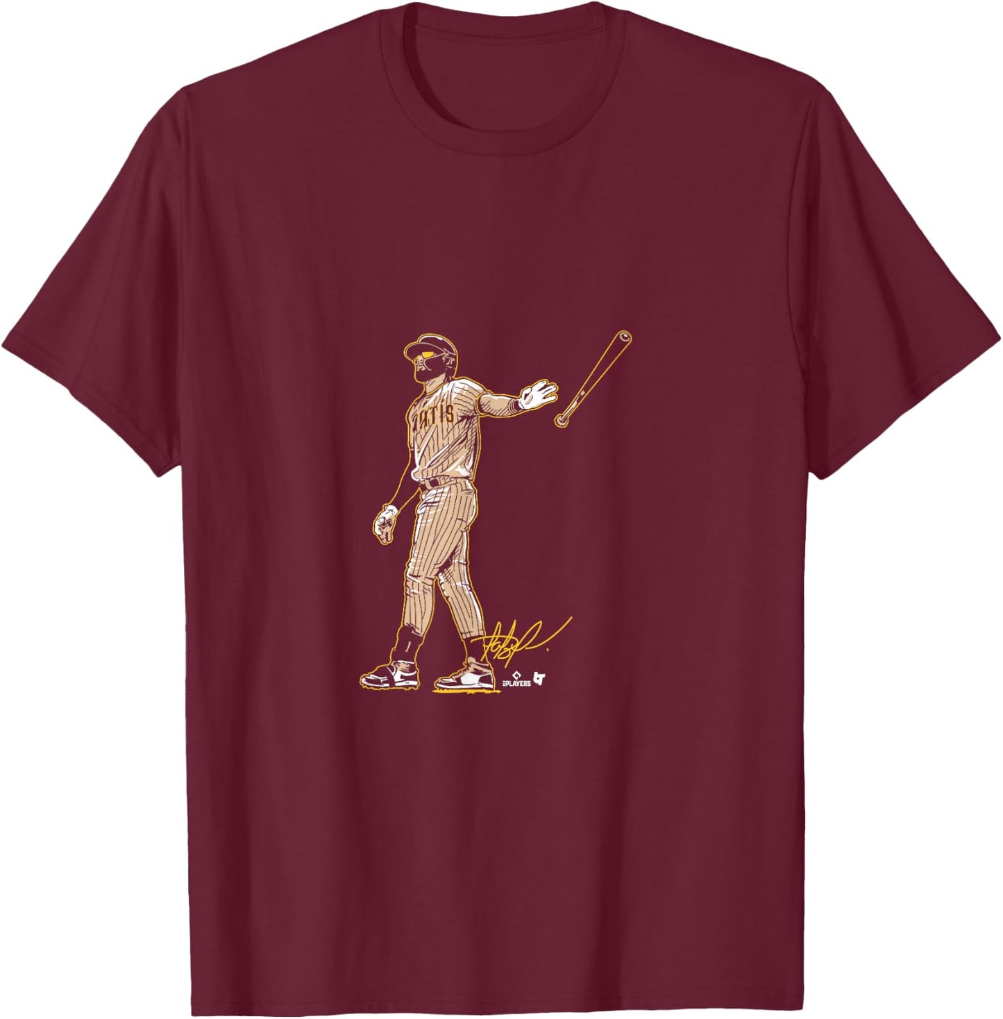 Fernando Tatis Jr.: Home Run Pose - San Diego Baseball T-Shirt - T-Shirt | Maroon