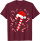 Funny Red and White Candy Crew Santa Merry Christmas Xmas T-Shirt - T-Shirt | Maroon
