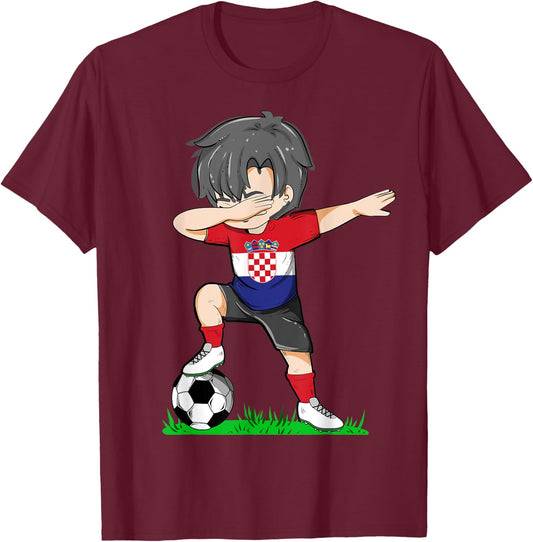 Soccer Croatia Jersey Shirt Croatian Flag Football Boys Men T-Shirt - T-Shirt | Maroon