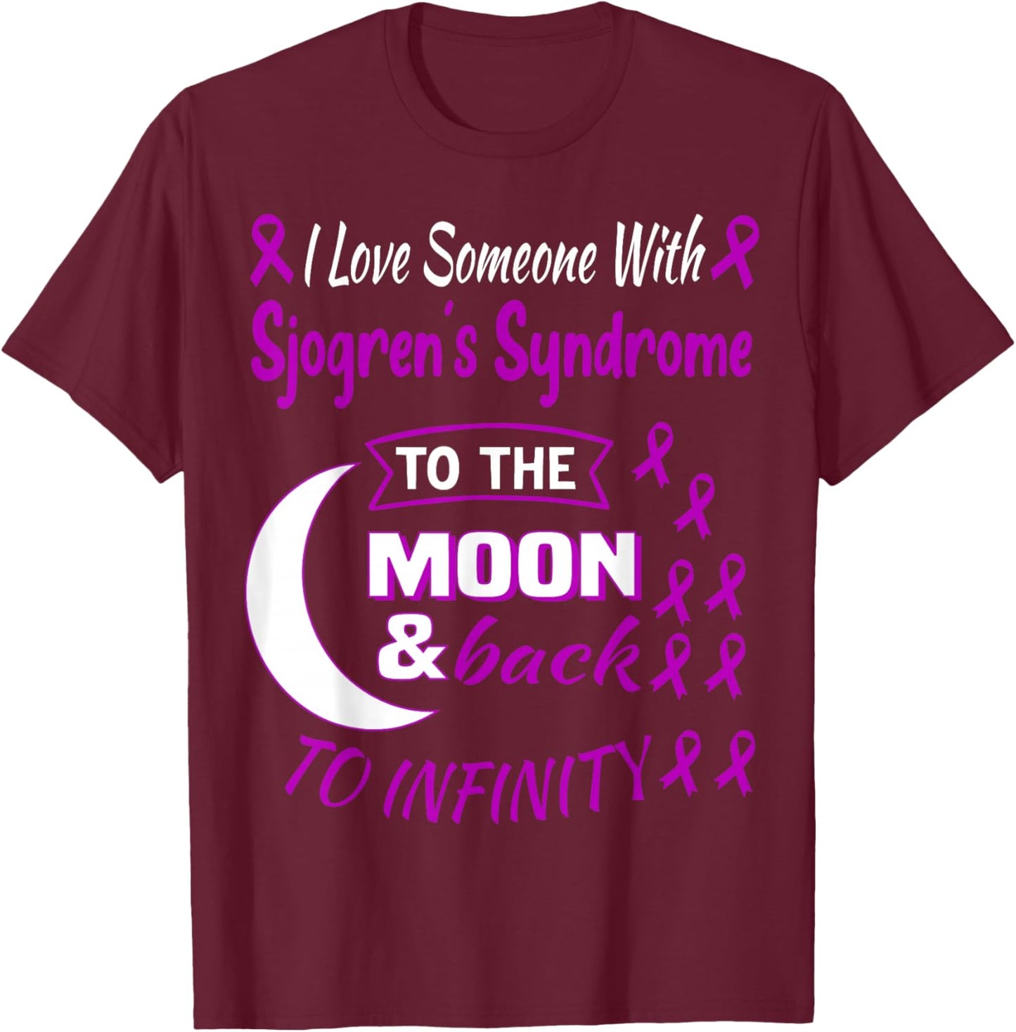 Sjogrens Syndrome Awareness Purple Ribbon Sjogren's disease T-Shirt - T-Shirt | Maroon