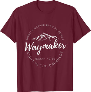 Way Maker Waymaker Miracle Worker Promise Keeper Christian T-Shirt - T-Shirt | Maroon
