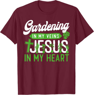 Plant Lover Gardening Jesus Faith Christian Gardening In My T-Shirt - T-Shirt | Maroon