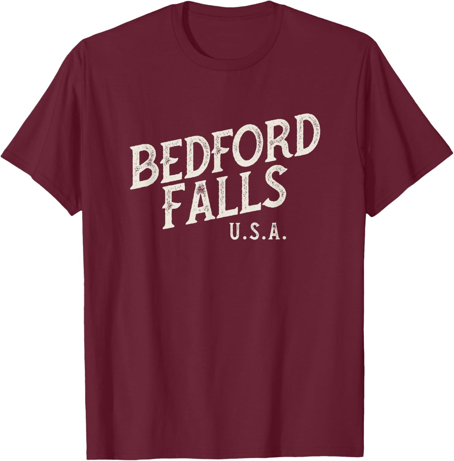 Christmas Movie classic, Bedford Falls. George Bailey T-Shirt - T-Shirt | Maroon