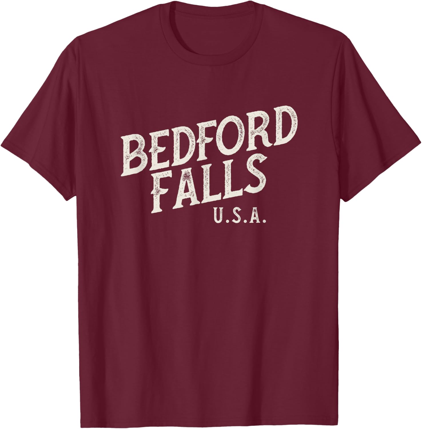 Christmas Movie classic, Bedford Falls. George Bailey T-Shirt - T-Shirt | Maroon