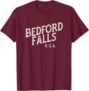 Christmas Movie classic, Bedford Falls. George Bailey T-Shirt - T-Shirt | Maroon