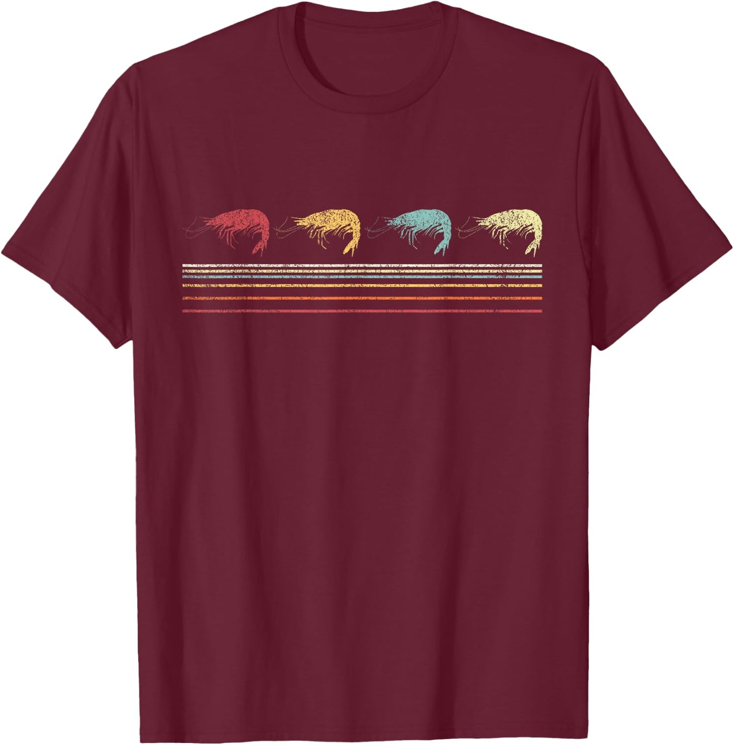 Retro Shrimp Lover Funny Shrimp Vintage T-Shirt - T-Shirt | Maroon