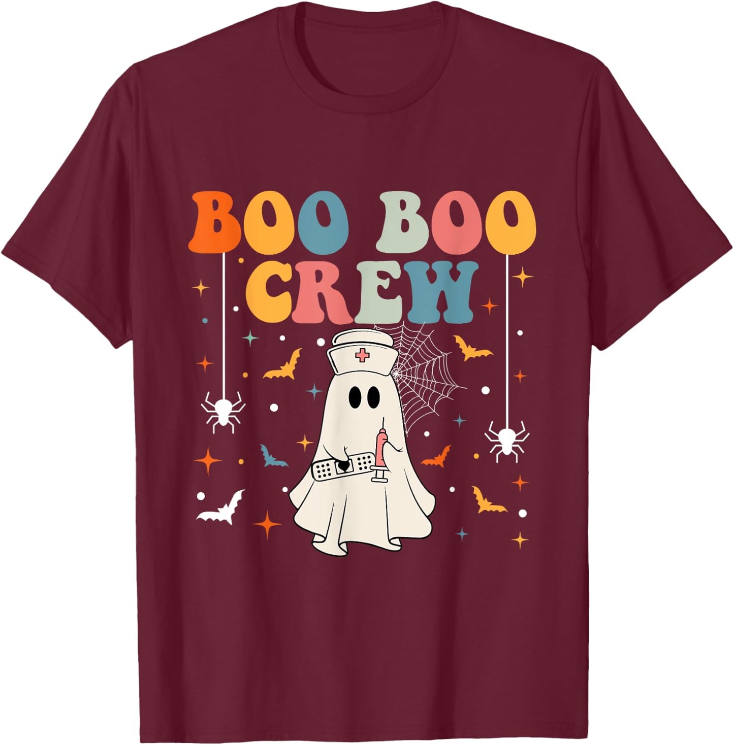 Groovy Boo Boo Crew For CNA ER RN LPN Funny Halloween Nurse T-Shirt - T-Shirt | Maroon