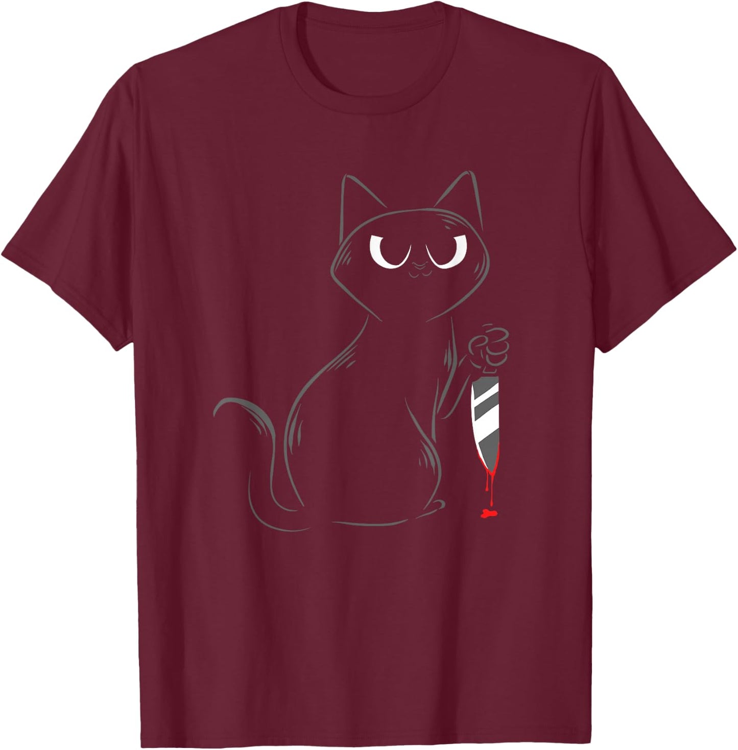 Stabby Cat Creepy Murderous Kitten Lovers Keepers Owners T-Shirt - T-Shirt | Maroon