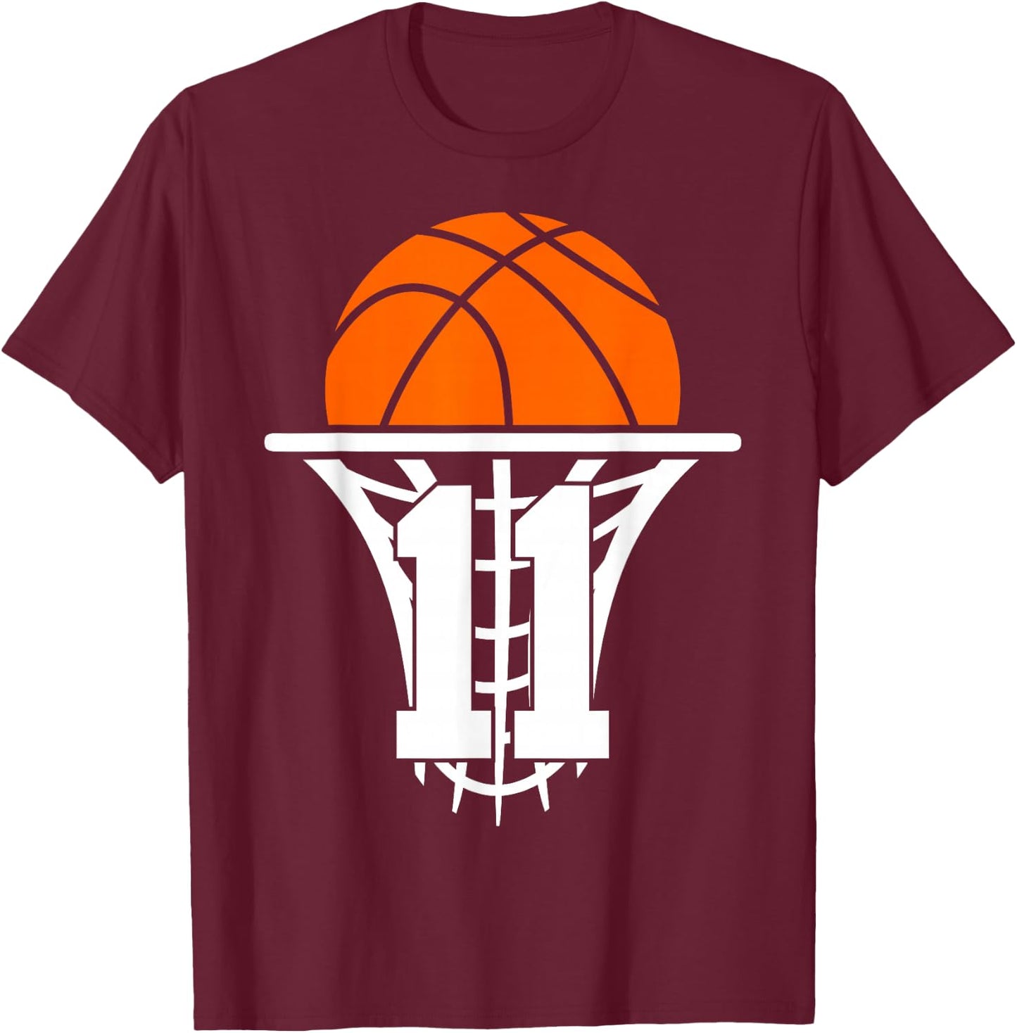 11 Years Basketball 11th Birthday T-Shirt - T-Shirt | Maroon