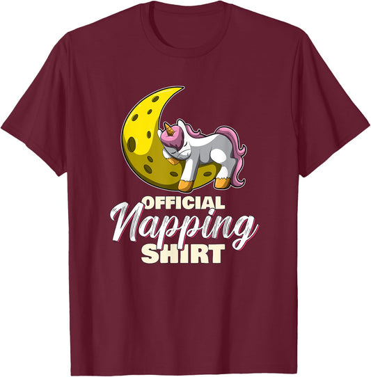 Sleeping Unicorn Nap Time Official Napping T-Shirt - T-Shirt | Maroon
