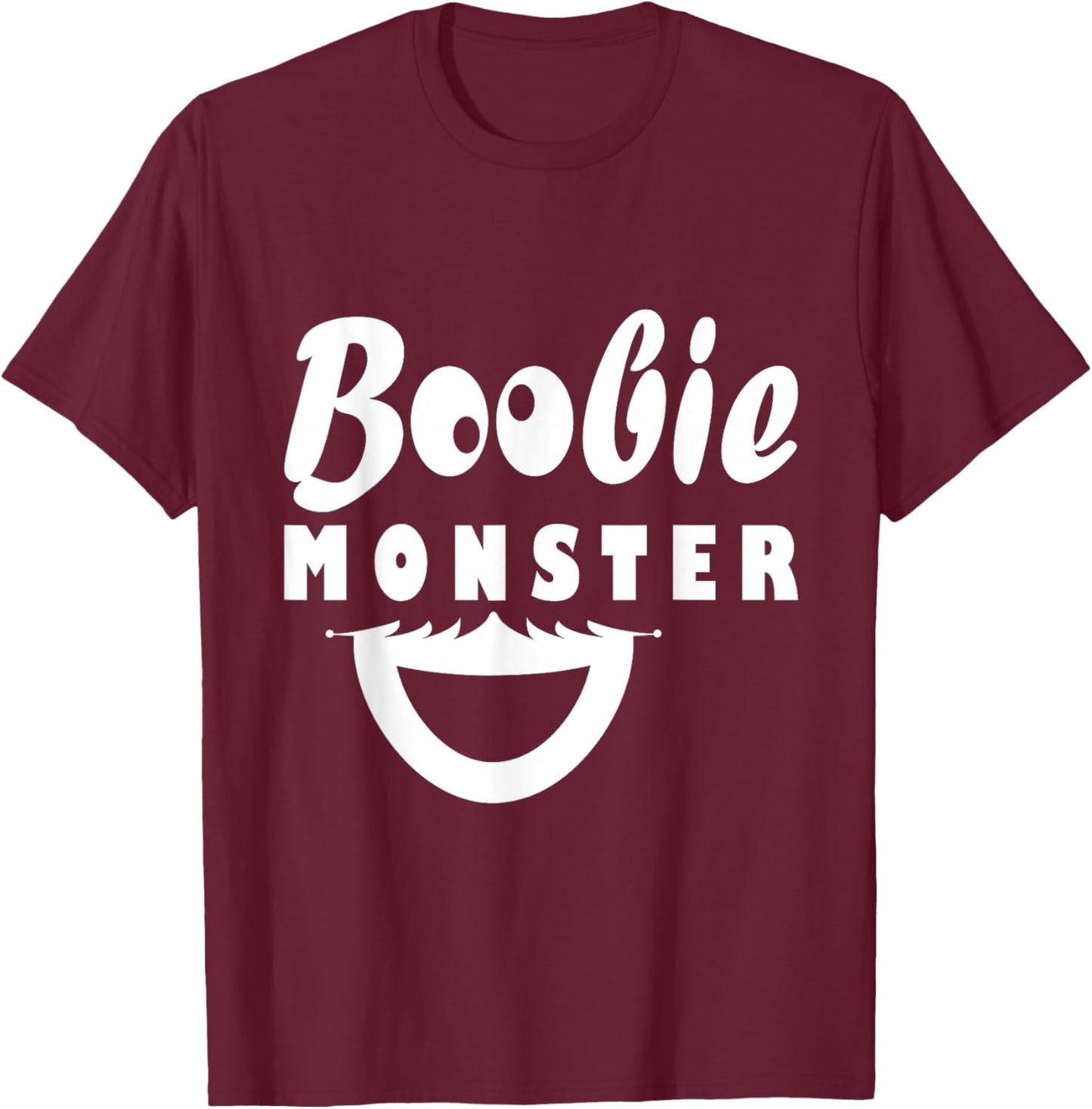 Boobie Monster Breast Feeding Funny Design T-Shirt - T-Shirt | Maroon