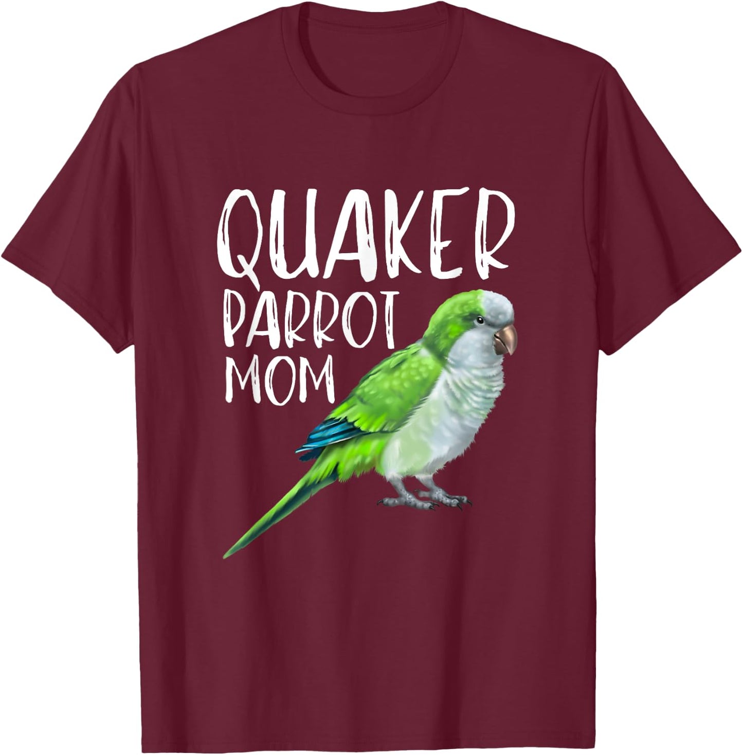 Blue Quaker Parrot Mom T-Shirt - T-Shirt | Maroon