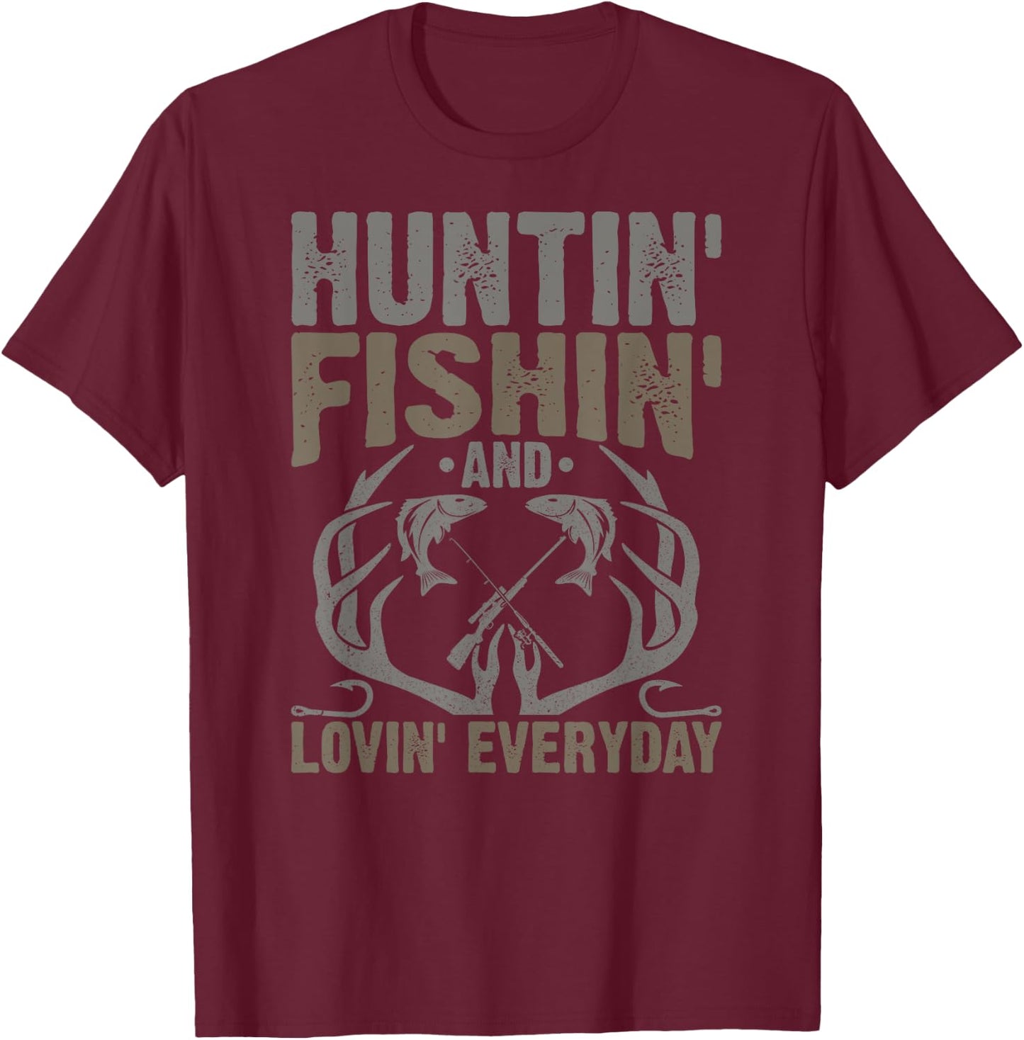 Hunting Fishing Loving Every Day Fathers Day Camo T-Shirt - T-Shirt | Maroon