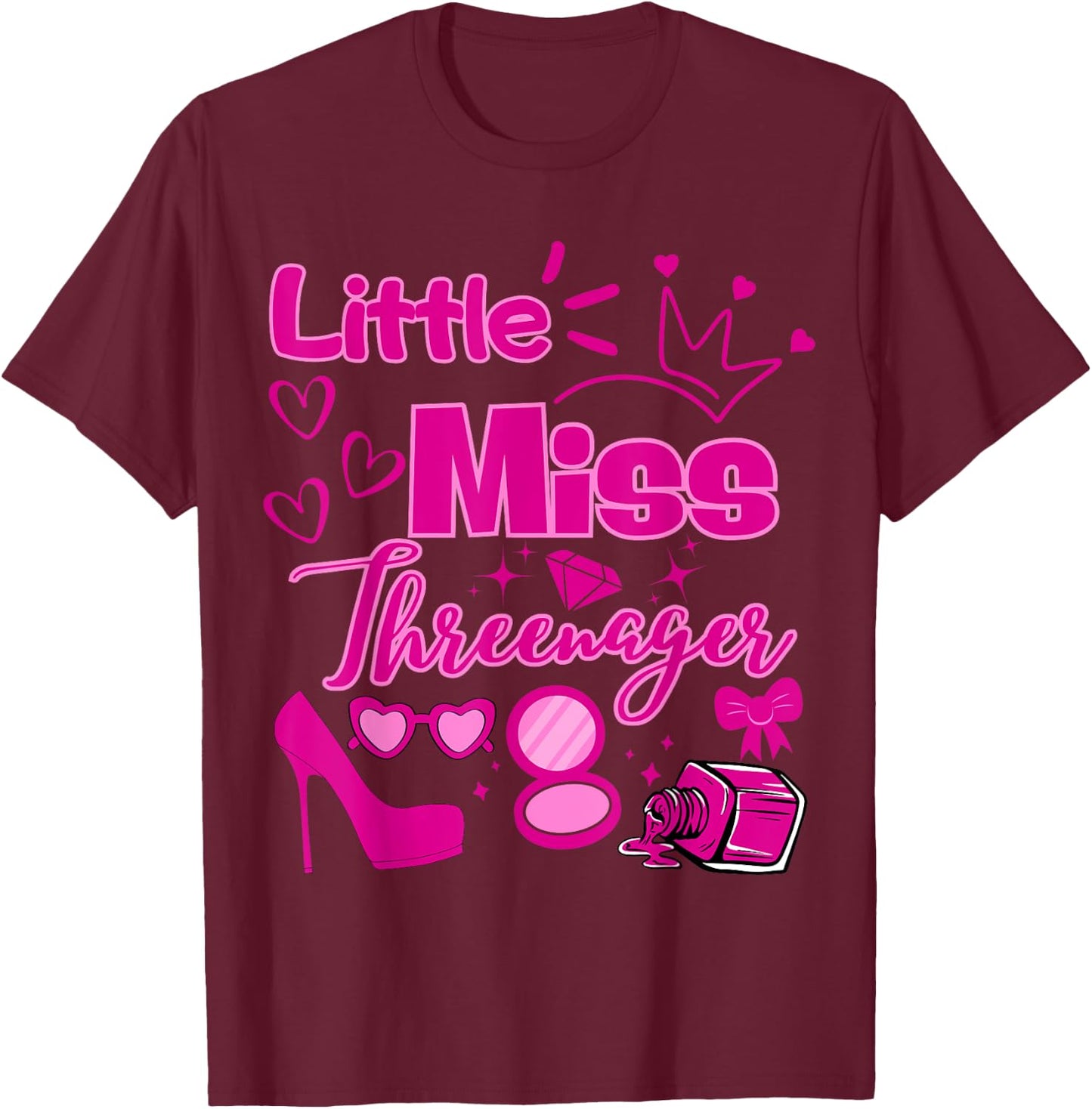 Miss Threenager 13 Birthday Girls Salon SPA Makeup Party T-Shirt - T-Shirt | Maroon