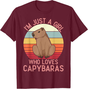 I'm Just a Girl Who Loves Capybaras, Respect Capybara T-Shirt - T-Shirt | Maroon