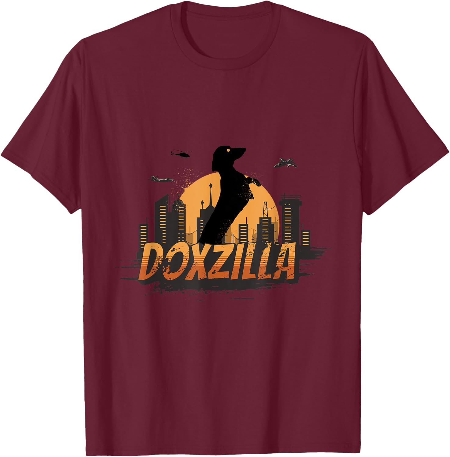 Doxzilla Funny Wiener Dog Dachshund Zilla Monster Funny Women Kids T-Shirt - T-Shirt | Maroon