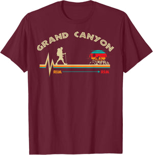 Grand Canyon National Park - Rim - Rim - Retro Hiking T-Shirt - T-Shirt | Maroon