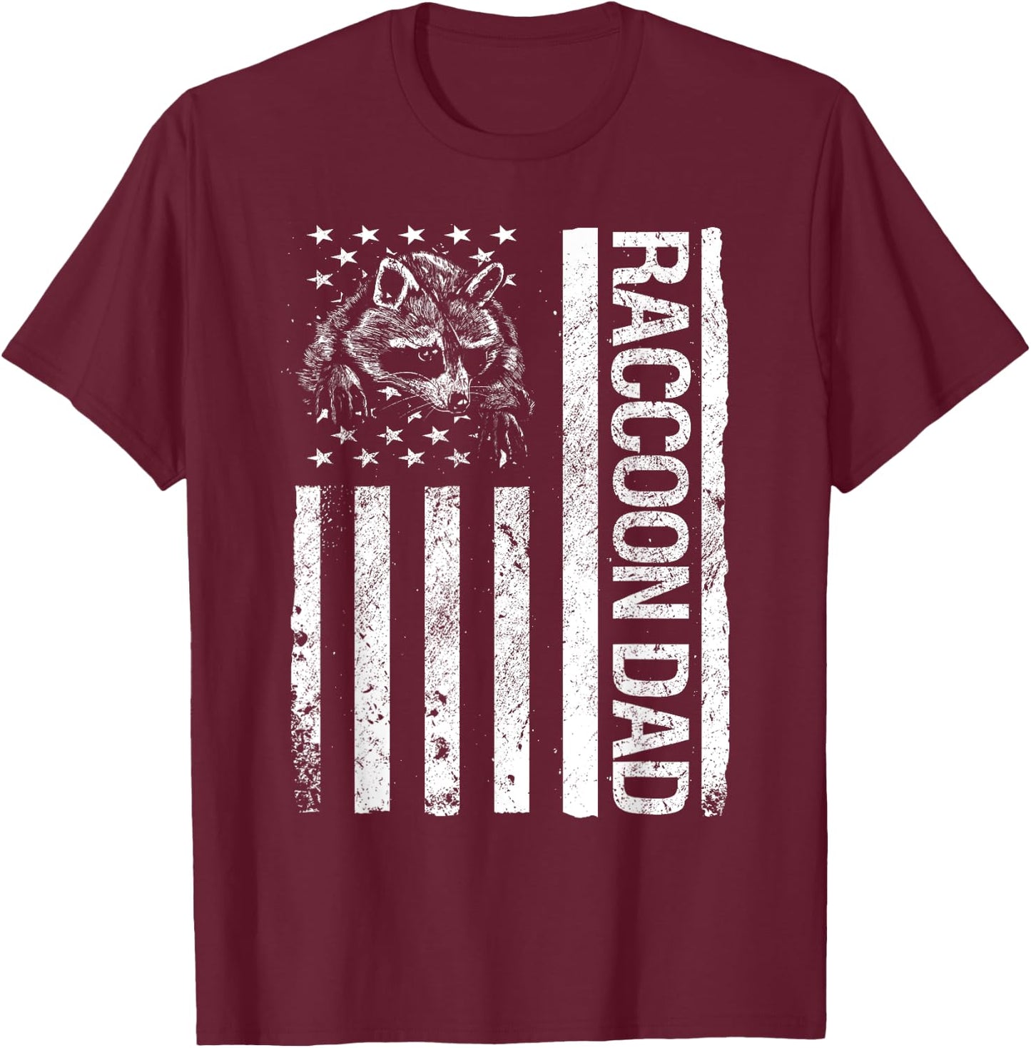 Raccoon Dad American USA Flag Funny Pet Raccoon Lover T-Shirt - T-Shirt | Maroon