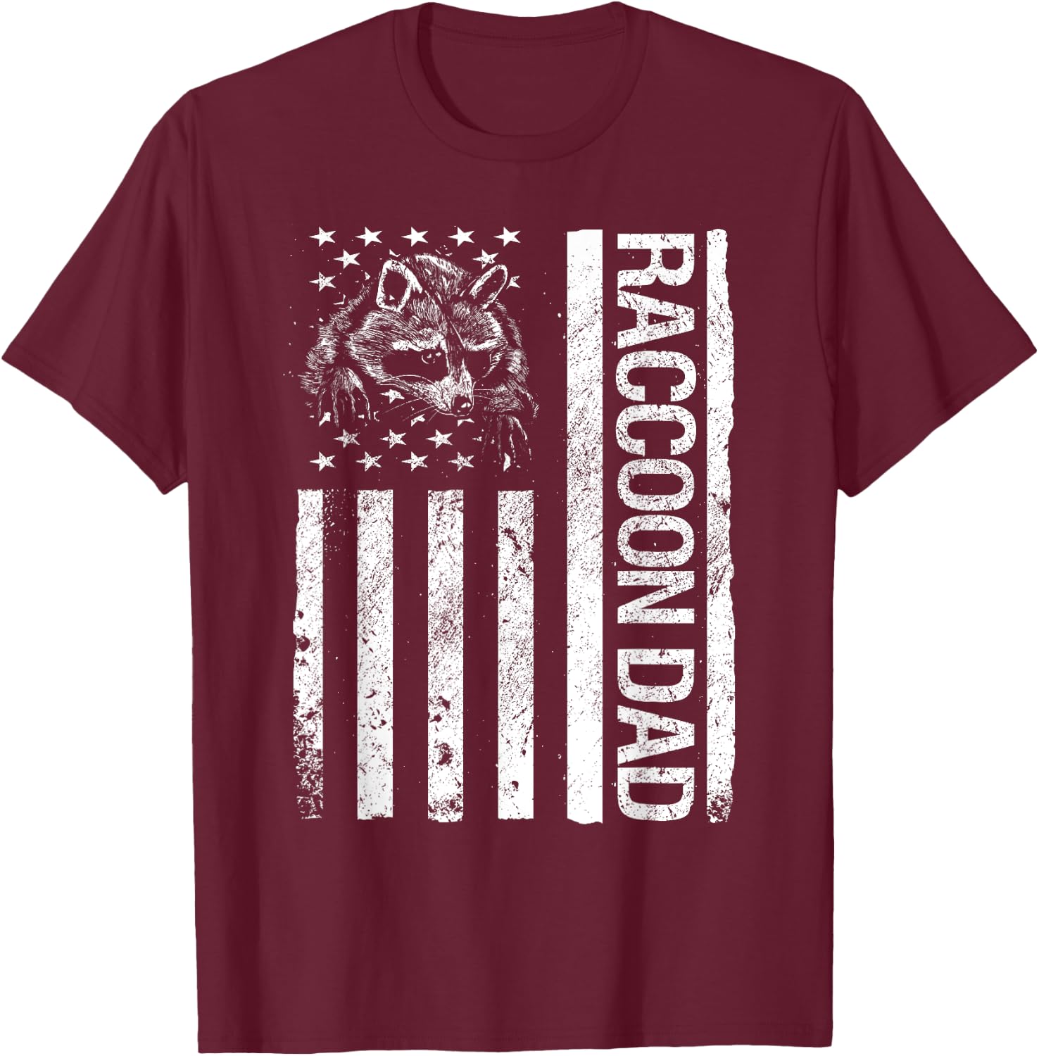 Raccoon Dad American USA Flag Funny Pet Raccoon Lover T-Shirt - T-Shirt | Maroon