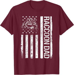 Raccoon Dad American USA Flag Funny Pet Raccoon Lover T-Shirt - T-Shirt | Maroon