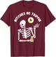 Witches Be Trippin Funny Halloween Skeleton and Witch Pun T-Shirt - T-Shirt | Maroon