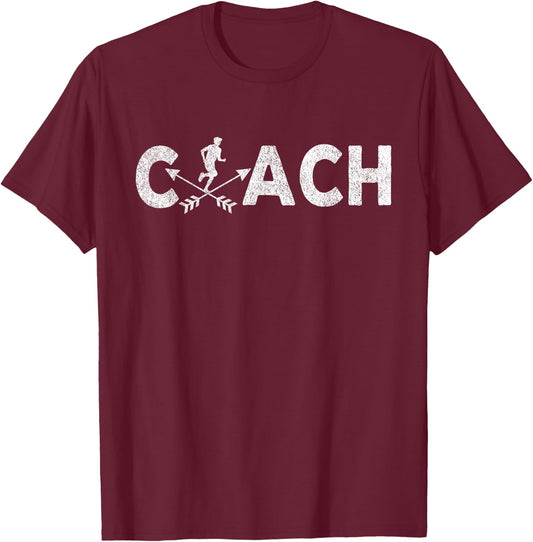 Cross Country Coach Cross Country Running Coach Runner Retro T-Shirt - T-Shirt | Maroon